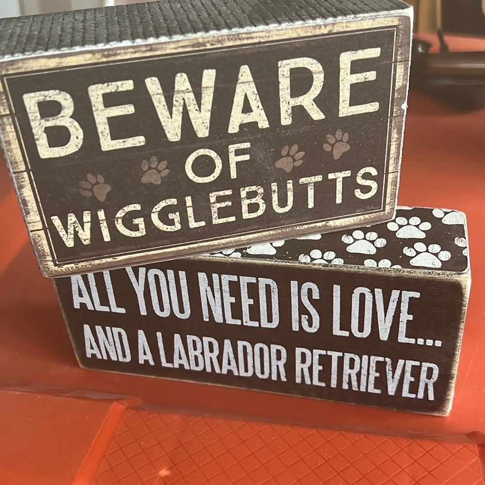 Set of two wooden block signs